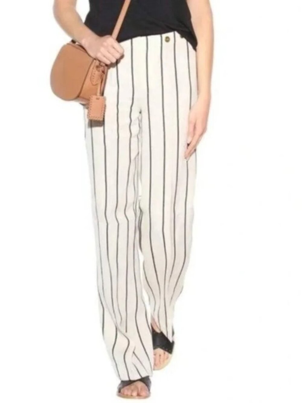Polo Ralph Lauren Linen Trousers, US 0, Cream & Black